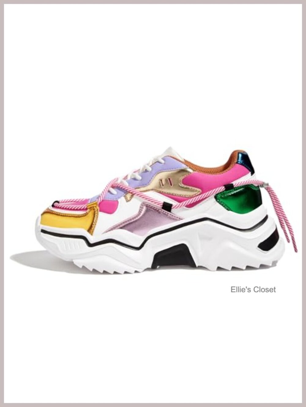 Chunky Platform Sneakers Women's Athletic Walking Shoes PU Mesh Retro